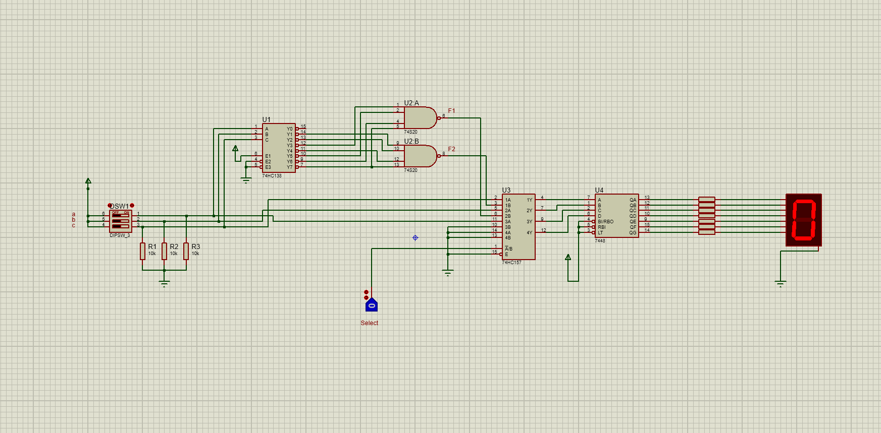 Number selector circuit with proteus